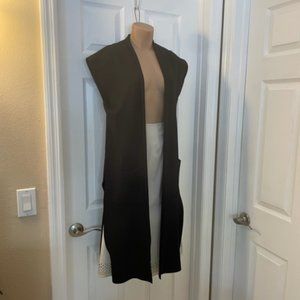 NWT $79 Joan Vass Studio Sleeveless Sweater Vest Side Slits Black Small